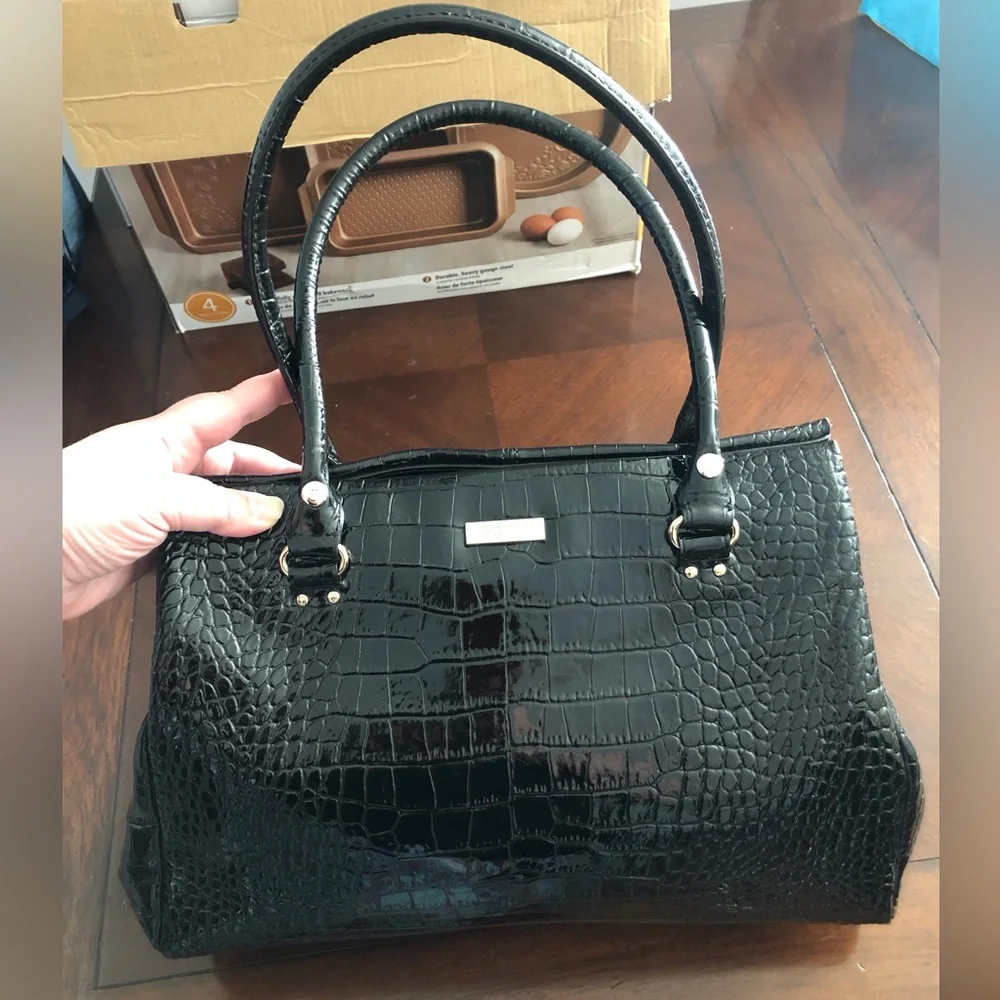 Kate Spade Faux Black Crocodile Pattern Handbag - Picture 1 of 10